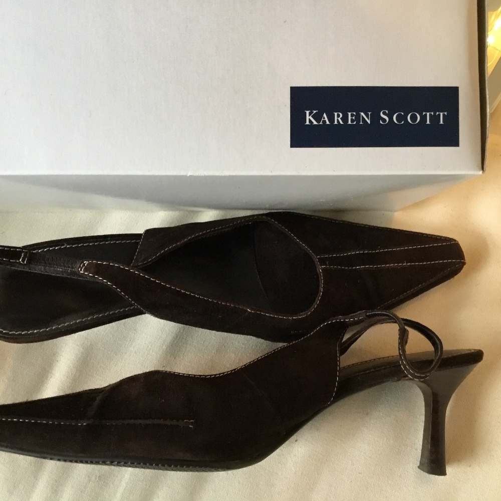 Karen Scott Dark Brown Suede Heels, Size 8.5